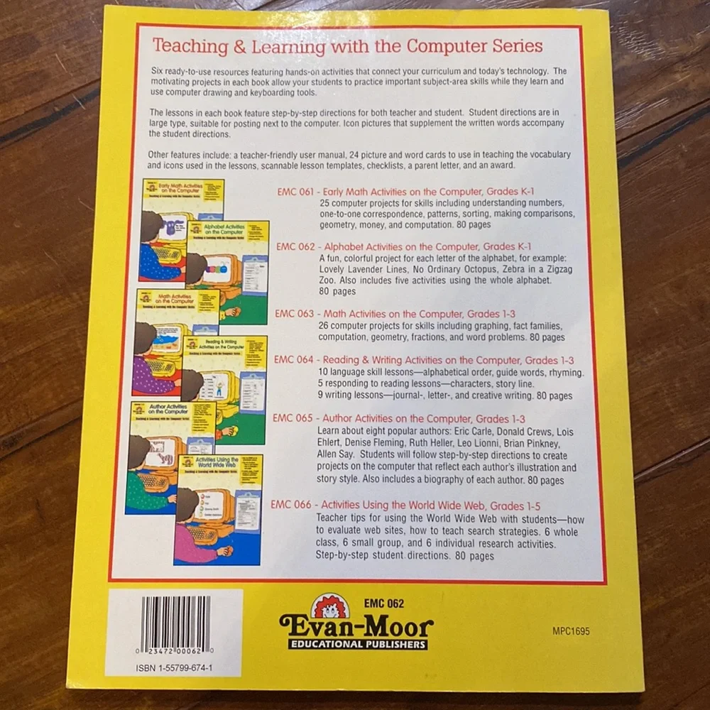 Evan-Moor Alphabet Activities Computer Grades K-1 Homeschool Teacher 1998